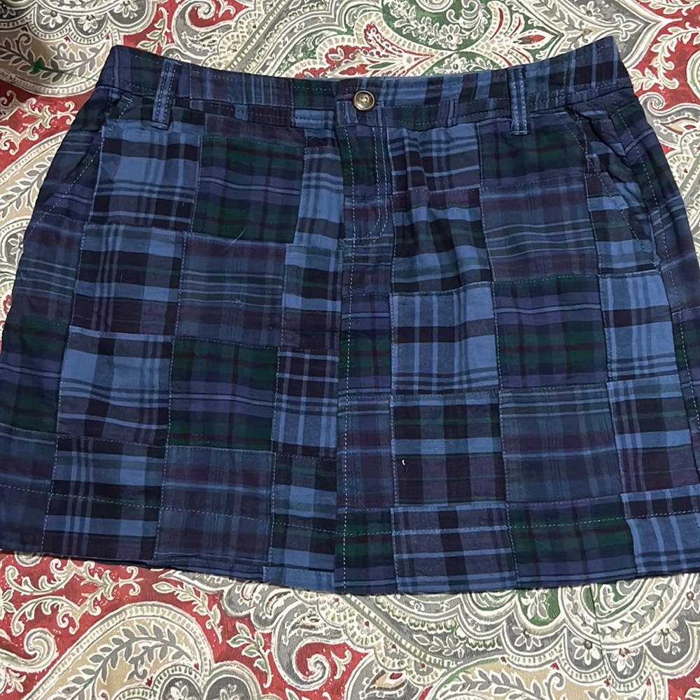 Old Navy blue madras plaid skirt